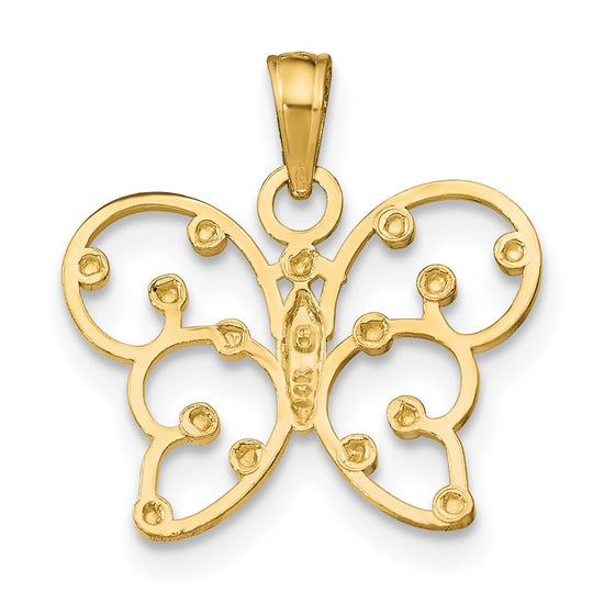 14k and White Rhodium Butterfly Charm