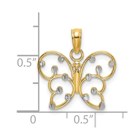 14k and White Rhodium Butterfly Charm