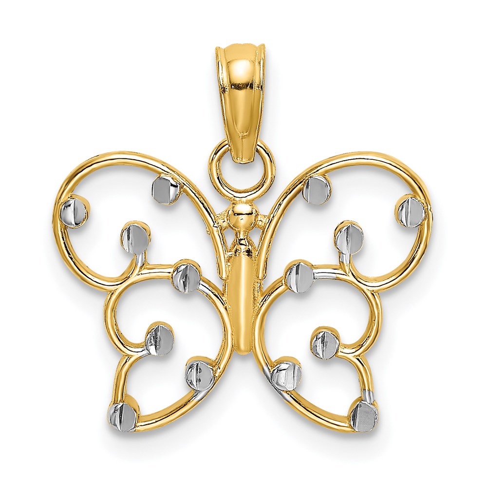 14k and White Rhodium Butterfly Charm