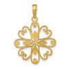 14K and White Rhodium Beaded Heart Petals Flower Charm