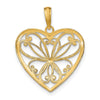 14k and White Rhodium Filigree Heart Charm