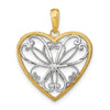 14k and White Rhodium Filigree Heart Charm