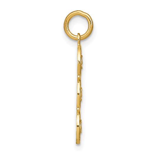 14k and White Rhodium Diamond-cut 3-Circle Charm