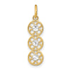 14k and White Rhodium Diamond-cut 3-Circle Charm