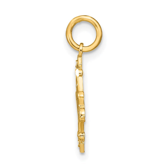 14K with White Rhodium Diamond-cut Chandelier Style Charm