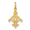 14K with White Rhodium Diamond-cut Chandelier Style Charm