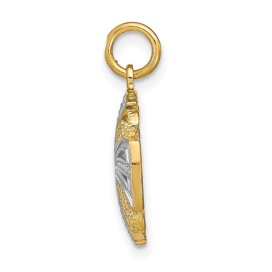 14K and White Rhodium Pinwheel Medallion Charm