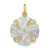 14K and White Rhodium Pinwheel Medallion Charm