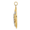 14k Two-Tone with Rhodium Butterfly and Flowers in Oval Frame Charm