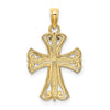 14K and White Rhodium Textured Cross Charm