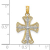 14K and White Rhodium Textured Cross Charm