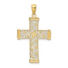 14K and White Rhodium Diamond-cut Stars Cut-Out Cross Charm