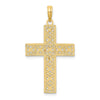 14K and White Rhodium Diamond-cut and Cut-Out Cross Charm