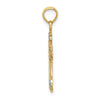 14K with Rhodium Diamond-cut Fleur-De-Lis Cross Charm