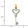 14k and White Rhodium Key with Heart Charm
