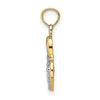 14k and White Rhodium Polished and Textured Intertwined Hearts Charm