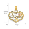 14k Two-Tone SWEET 16 Heart with Flower Charm