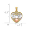 14K Two-tone with White Rhodium Polished MOM in Heart Pendant