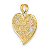 14k Two-tone with White Rhodium DADDYS LITTLE GIRL Filigree Heart Charm