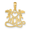 14K Polished MOM with Heart and Angels Pendant