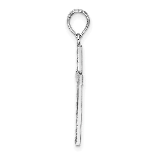 14K White Gold Beaded Block Cross Charm