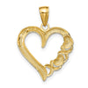 14K Polished -X- and Heart Pendant