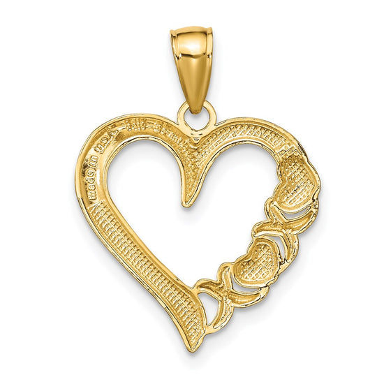 14K Polished -X- and Heart Pendant