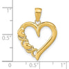 14K Polished -X- and Heart Pendant