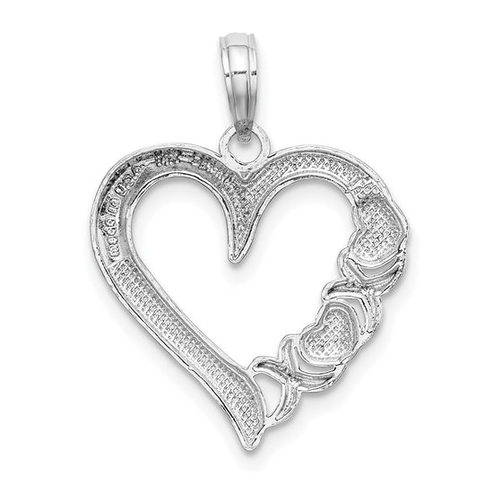 14K White Gold Polished -X- and Heart Pendant