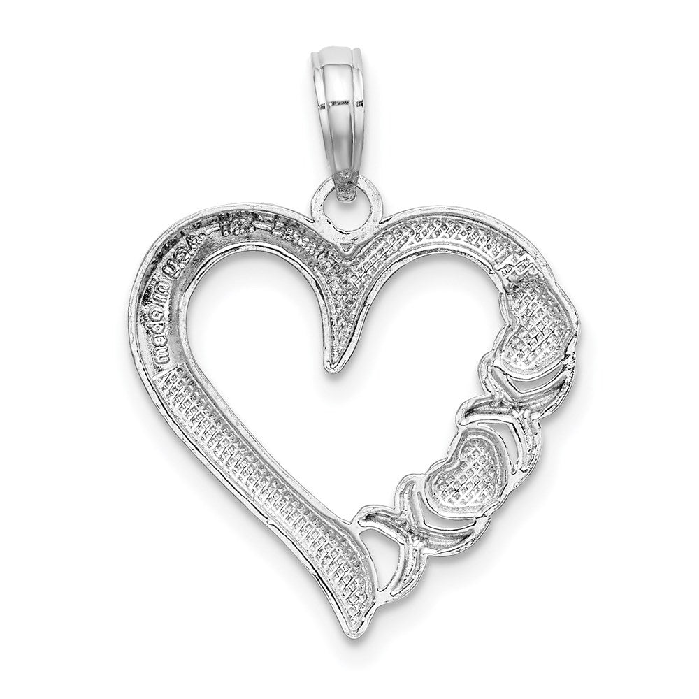 14K White Gold Polished -X- and Heart Pendant