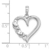 14K White Gold Polished -X- and Heart Pendant