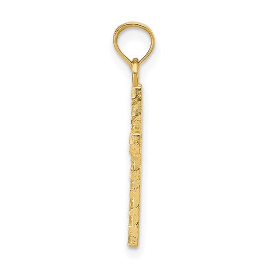 14k Diamond-cut Cross Pendant