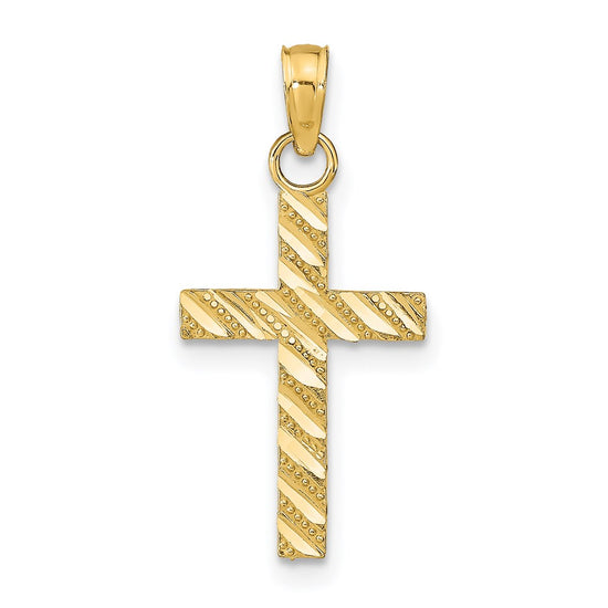 14k Diamond-cut Cross Pendant