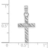 14k White Gold Diamond-cut Cross Pendant