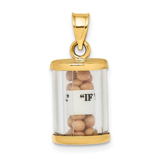 14K 3-D Mustard Seeds with Matthew 17:20 Scroll Inside Pendant