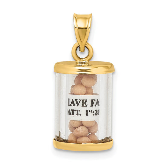 14K 3-D Mustard Seeds with Matthew 17:20 Scroll Inside Pendant