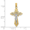 14K Two-tone Diamond-cut Crucifix Pendant