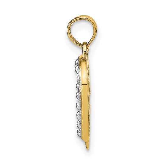 Gold and Rhodium Textured Heart Pendant
