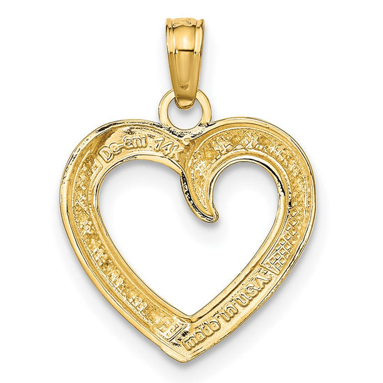 Gold and Rhodium Textured Heart Pendant