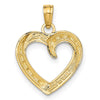 Gold and Rhodium Textured Heart Pendant