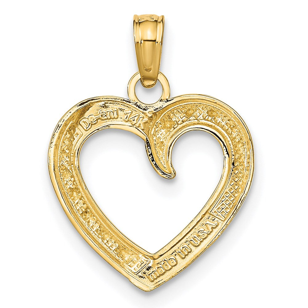 Gold and Rhodium Textured Heart Pendant
