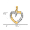 14K and White Rhodium Polished and Textured Open Heart Pendant