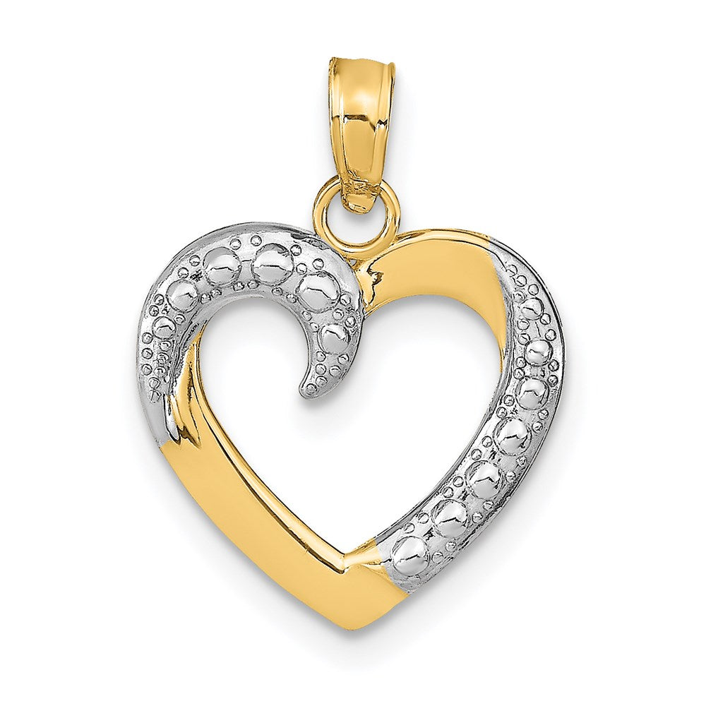 Gold and Rhodium Textured Heart Pendant
