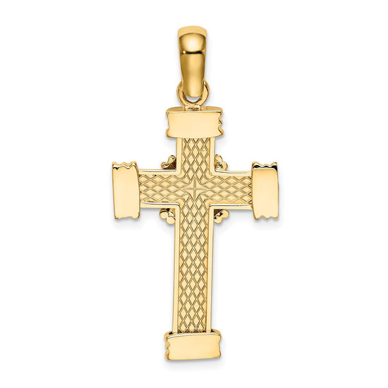 14K Polished -X- Center Cross Charm