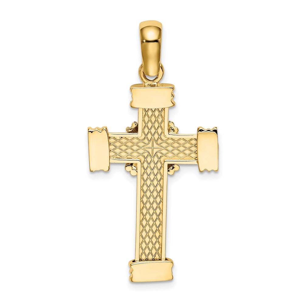 14K Polished -X- Center Cross Charm