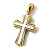 14K Two-tone Polished Cross Charm