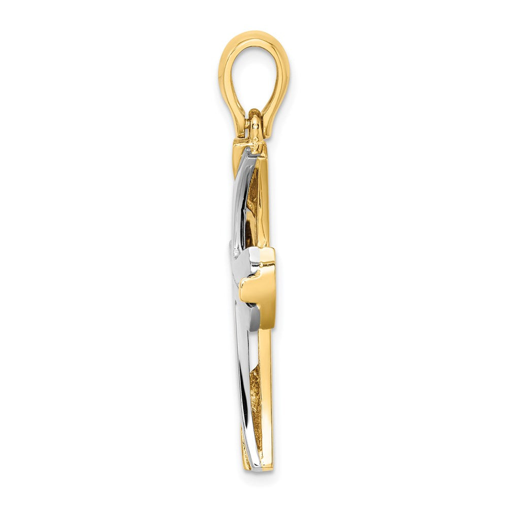 14K and White Rhodium Cross Charm
