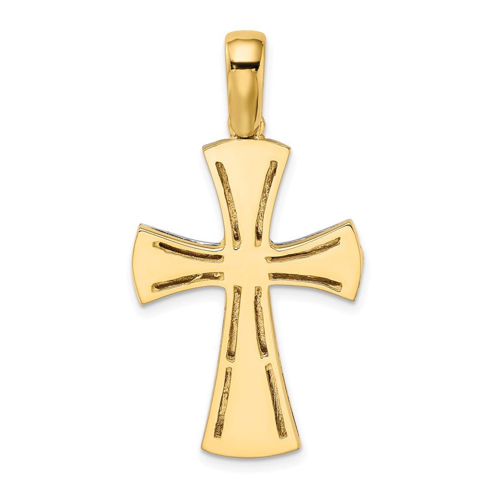 14K and White Rhodium Cross Charm