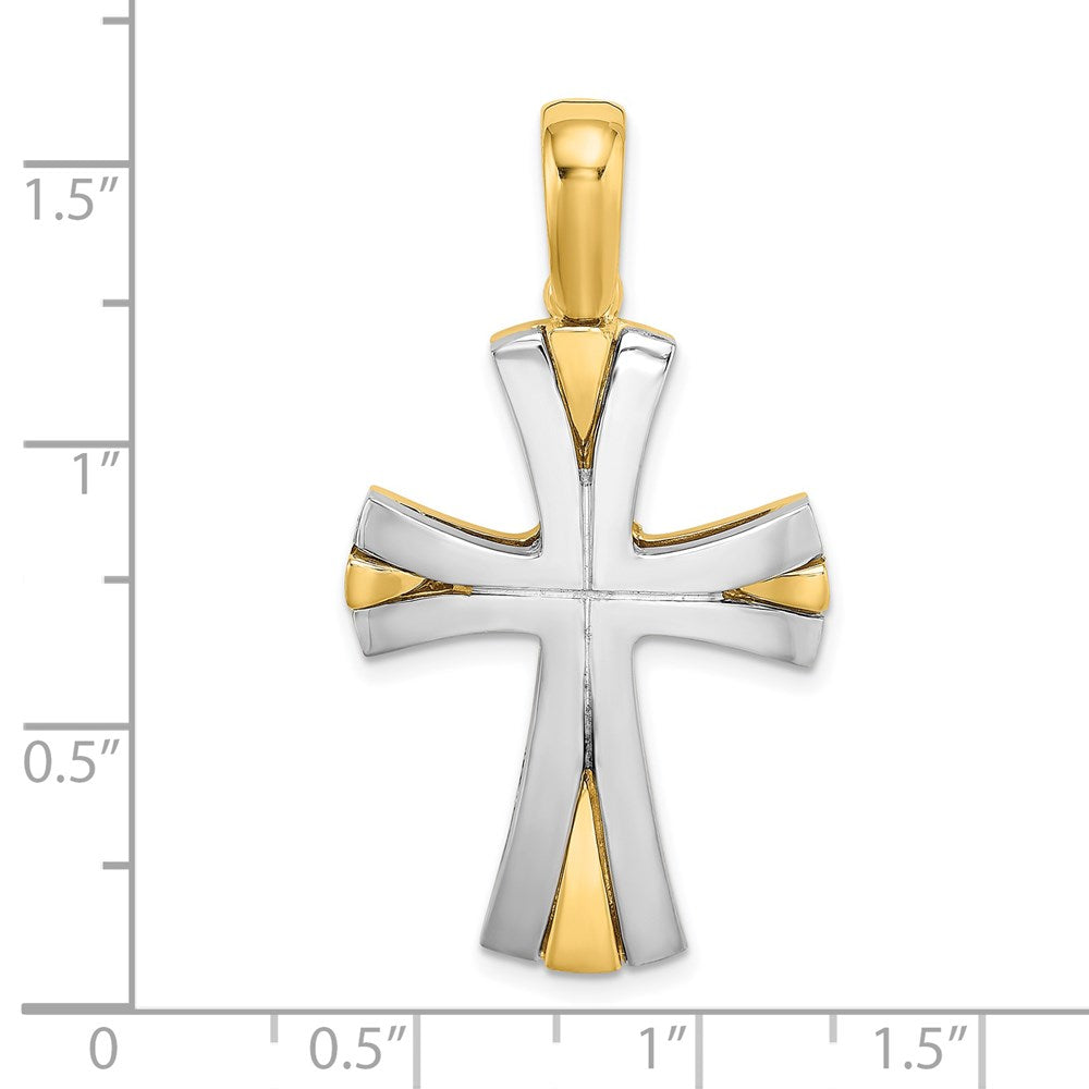 14K and White Rhodium Cross Charm