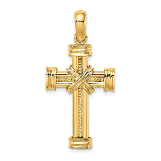 14k Polished -X- Center Cross Charm